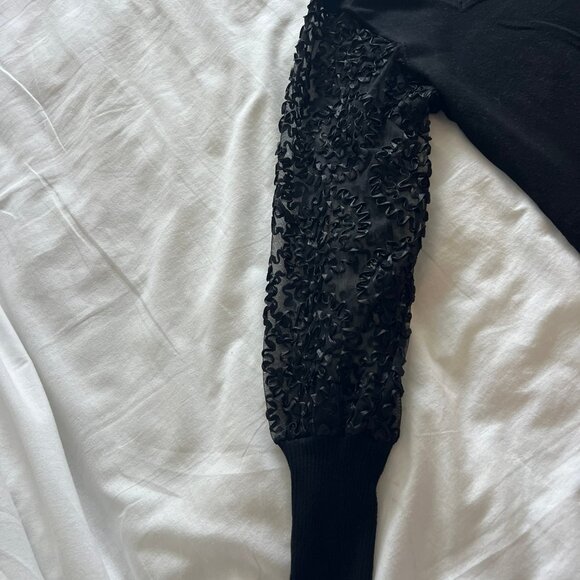Sweater with lacy sheer sleeves - Picture 2 of 5